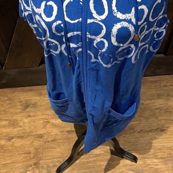 SPANNER blue and white sleeveless hoodie vest sweater - Picture 3 of 10